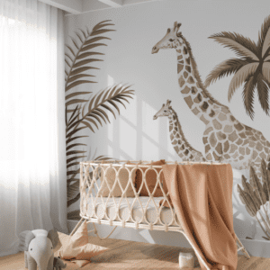 Custommade behang Vintage taupe giraffe