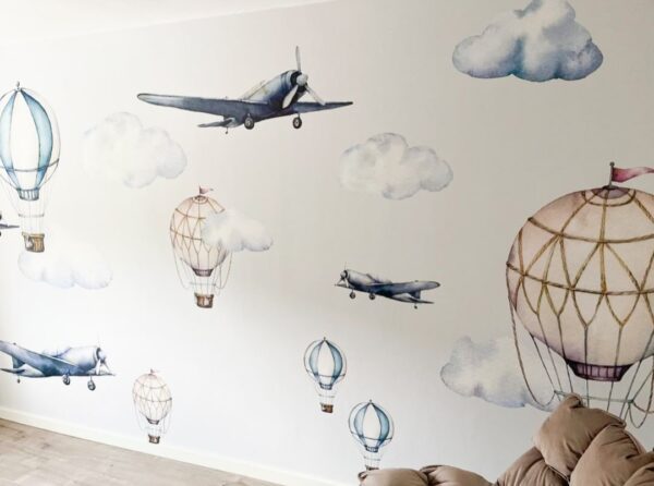 Custommade behang Sky (vliegtuig & luchtballon)