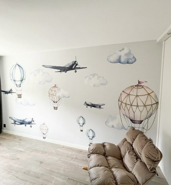 Custommade behang Sky (vliegtuig & luchtballon)
