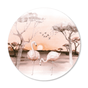 Muurcirkel African sunrise Flamingo