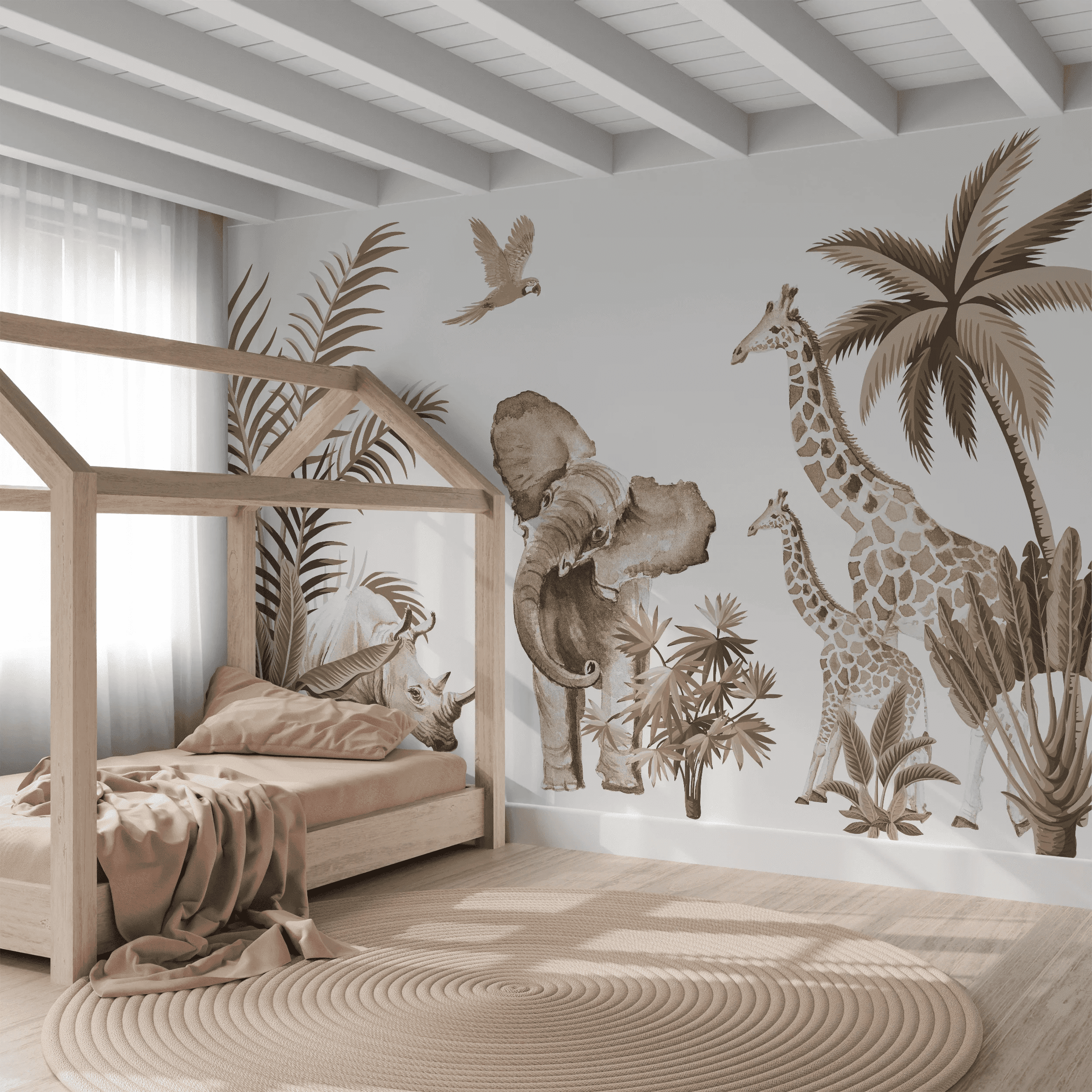 Behang Vintage Jungle Taupe