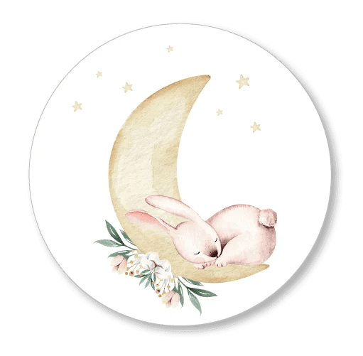 Behangcirkel muurcirkel Konijn slaapt op maan