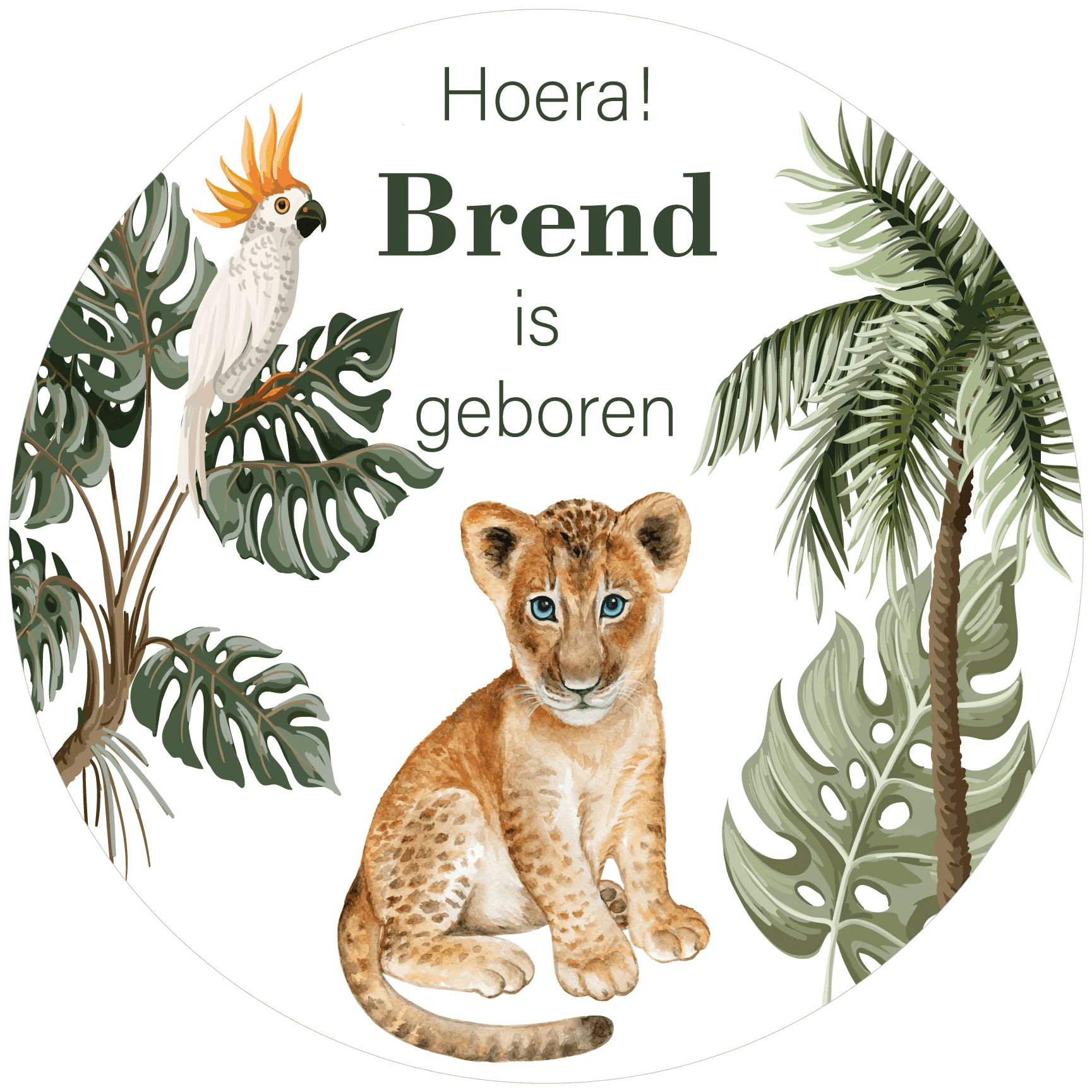 Geboorte raamsticker Jungle Leeuw