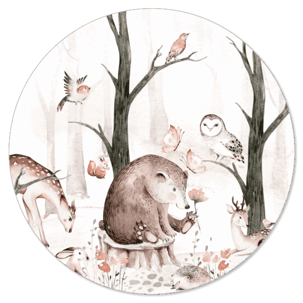 Muurcirkel Dieren in het bos