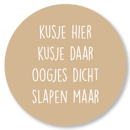 Beige ronde muurcirkel met Nederlandse slaapliedje tekst voor babykamer of kinderkamer decoratie