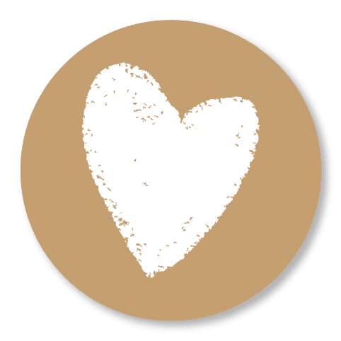 Wit hart op beige ronde achtergrond met textuur