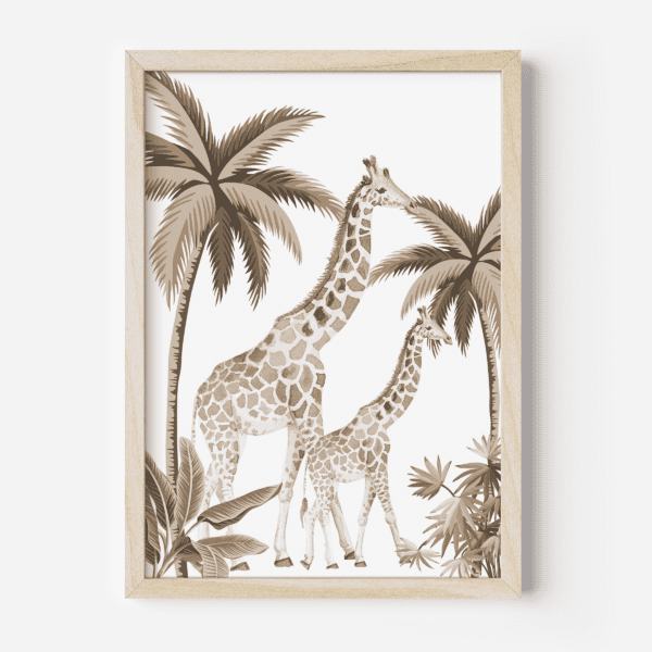 Poster Vintage taupe giraffe
