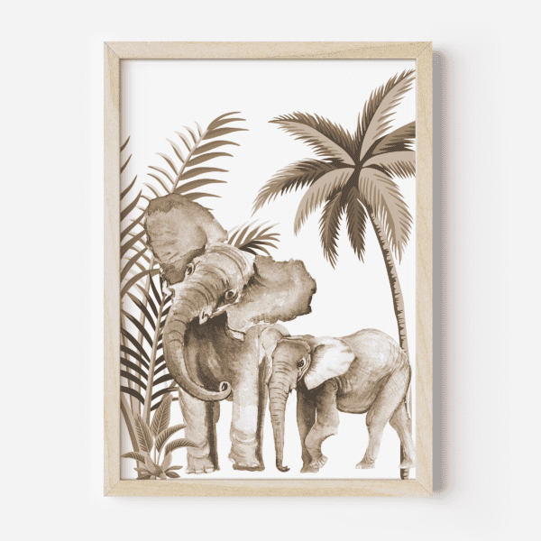 Poster Vintage taupe olifant