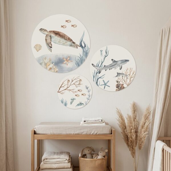 Muurcirkel set zeeleven , onderwater wereld , babykamer decoratie
